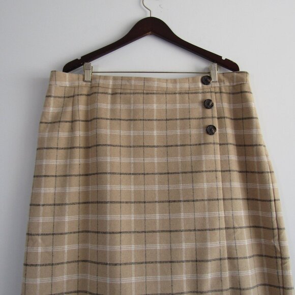 Jessica London Flannel Plaid Midi Skirt 22W Cream Winter Classic Cozy Cabincore - Picture 2 of 11